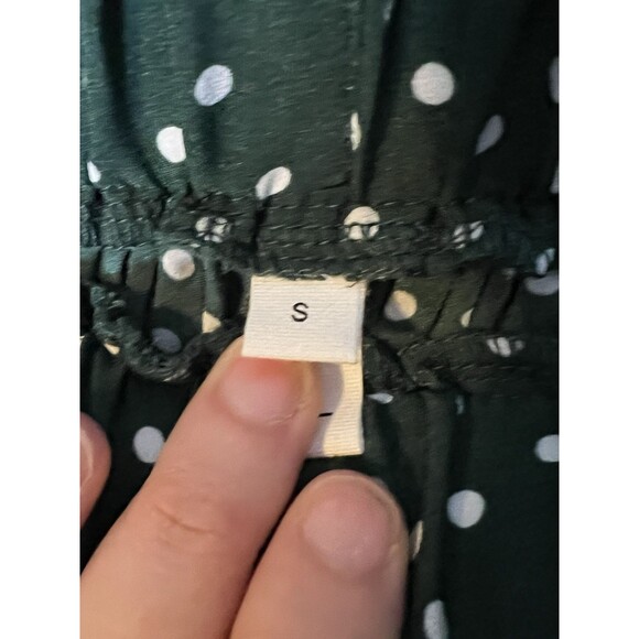 EXLURA Stretch Waist Pleated Skirt Forest Green Sz S NWOT Long Flowing Polkadot - Picture 3 of 3